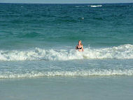 in the waves