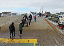 Walking off the ferry