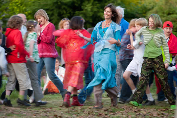 Sue-Claire leading students in the Labyrinth