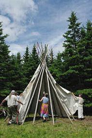 Tipi being covered