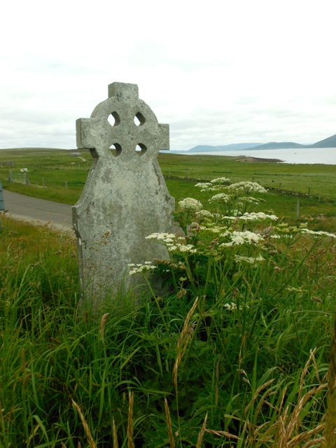 Celtic cross carved in stone