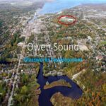 Vista of Owen Sound with The Glassworks development circled in red